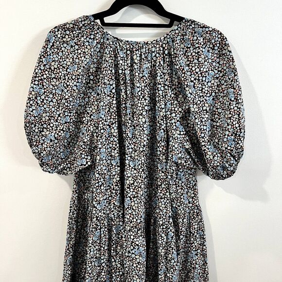 Spell & the Gypsy Poppy Smock Gown Dress Floral Puff Sleeve Maxi Poplin - Picture 11 of 13